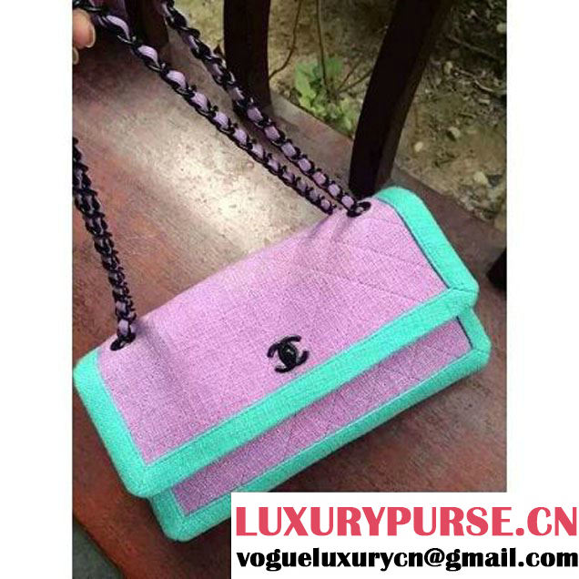 Chanel Two-tone Tweed Flap Bag Purple/Blue Cruise 2016 (2A057-121101 )