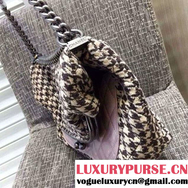 Chanel Wool And Pink Calfskin Flap Bag Embellished With A Tabatiere Clasp Fall-Winter 2015 (FTH-121607 )