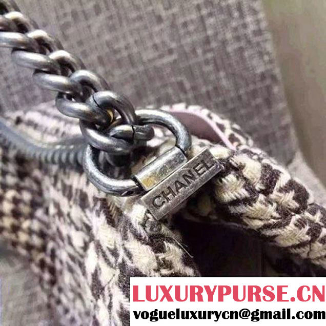 Chanel Wool And Pink Calfskin Flap Bag Embellished With A Tabatiere Clasp Fall-Winter 2015 (FTH-121607 )