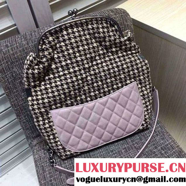 Chanel Wool And Pink Calfskin Flap Bag Embellished With A Tabatiere Clasp Fall-Winter 2015 (FTH-121607 )