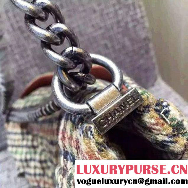 Chanel Wool And Orange Calfskin Flap Bag Embellished With A Tabatiere Clasp Fall-Winter 2015 (FTH-121608 )