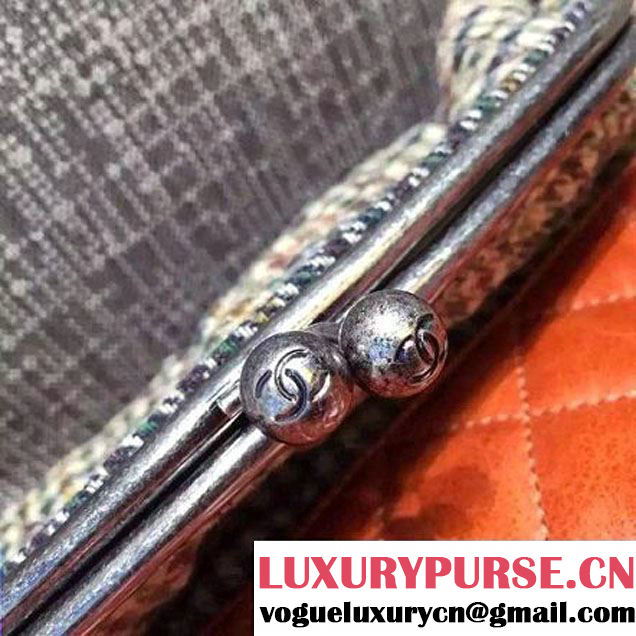 Chanel Wool And Orange Calfskin Flap Bag Embellished With A Tabatiere Clasp Fall-Winter 2015 (FTH-121608 )