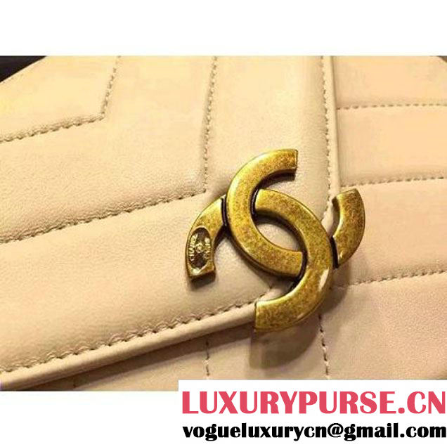 Chanel Herringbone Quilted Lambskin Flap Bag With A Removable Pouch Off-White Cruise 2016 (FTH-122303 )