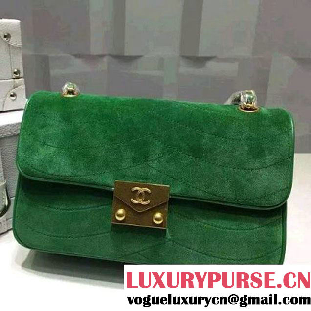 Chanel Medium Suede Calfskin And Lambskin Flap Bag Green Cruise 2016 (FTH-122305 )