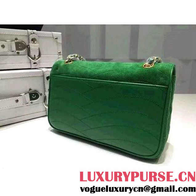 Chanel Medium Suede Calfskin And Lambskin Flap Bag Green Cruise 2016 (FTH-122305 )
