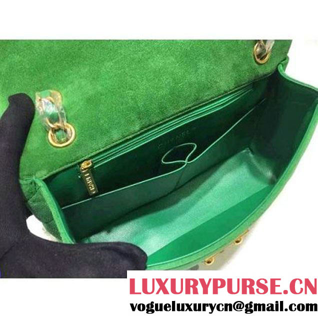 Chanel Medium Suede Calfskin And Lambskin Flap Bag Green Cruise 2016 (FTH-122305 )