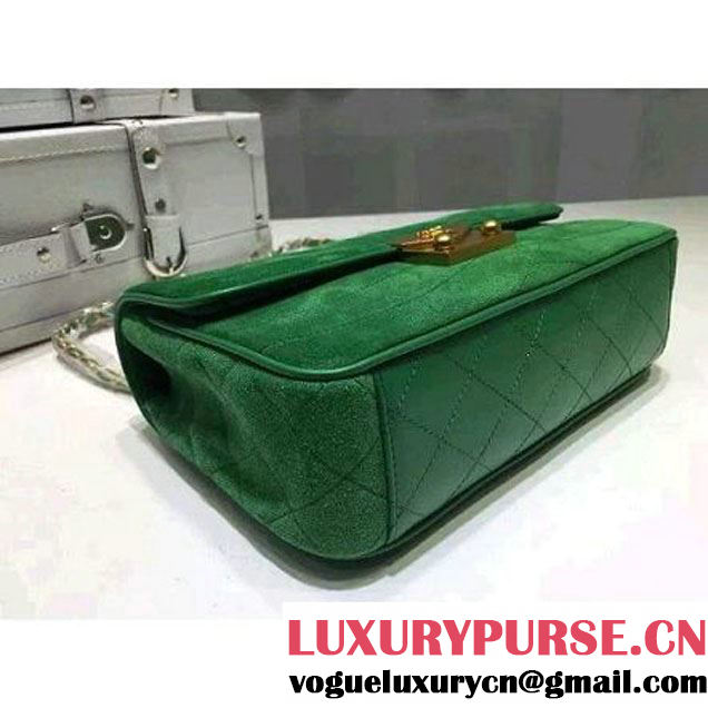 Chanel Medium Suede Calfskin And Lambskin Flap Bag Green Cruise 2016 (FTH-122305 )