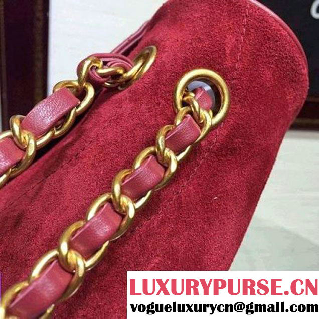 Chanel Medium Suede Calfskin And Lambskin Flap Bag Red Cruise 2016 (FTH-122306 )