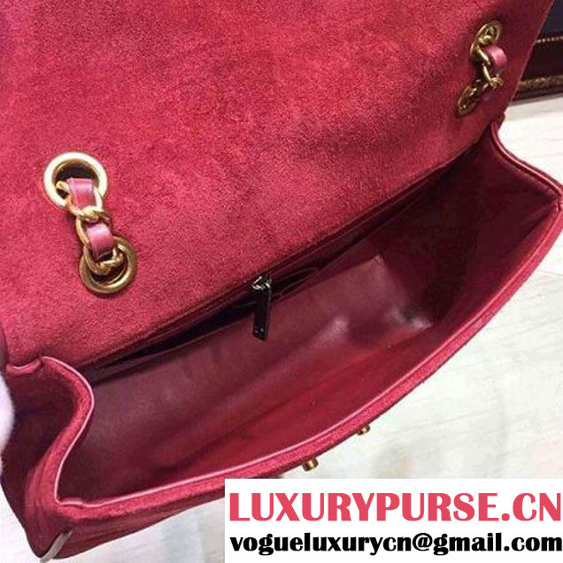 Chanel Medium Suede Calfskin And Lambskin Flap Bag Red Cruise 2016 (FTH-122306 )