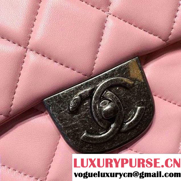 Chanel Medium Lambskin Flap Bag Adorned With A Waist Chain Pink Cruise 2016 (FTH-122311 )