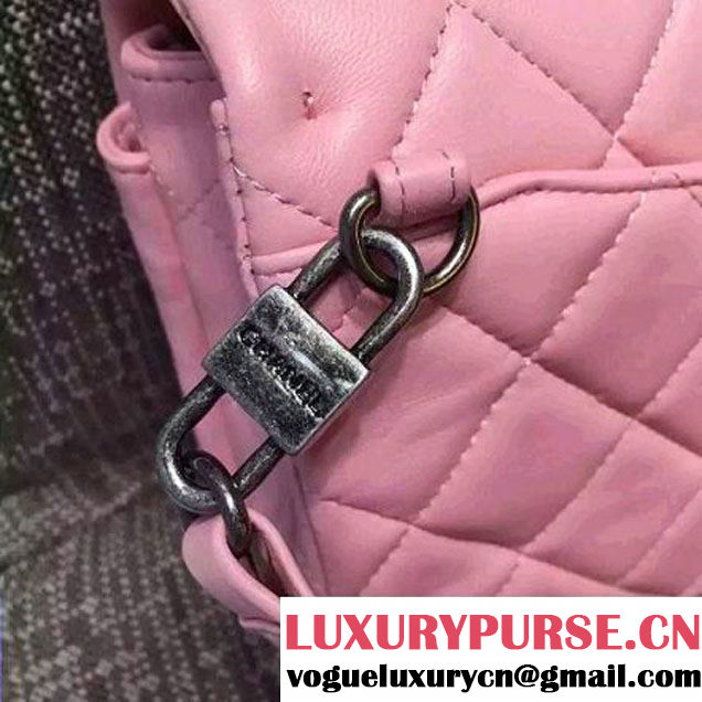 Chanel Medium Lambskin Flap Bag Adorned With A Waist Chain Pink Cruise 2016 (FTH-122311 )