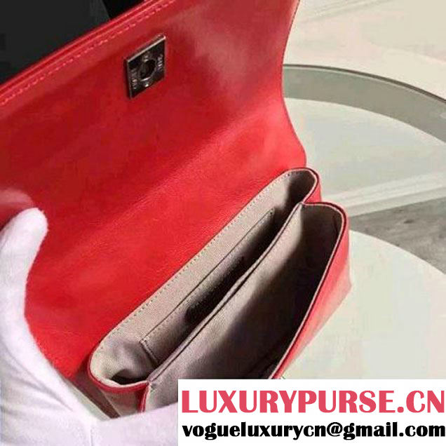 Chanel Small Geometirc Wax Calfskin Flap Bag Red Spring 2016 (FTH-010411 )