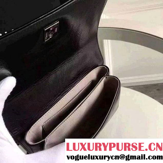 Chanel Small Geometirc Wax Calfskin Flap Bag Black Spring 2016 (FTH-010412 )