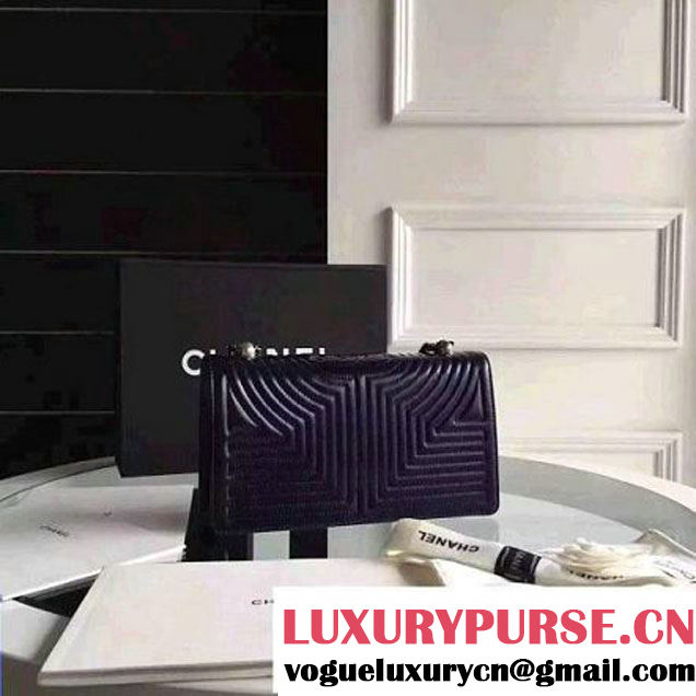 Chanel Geometirc Wax Calfskin Flap Bag Deep Blue Spring 2016 (FTH-010413 )