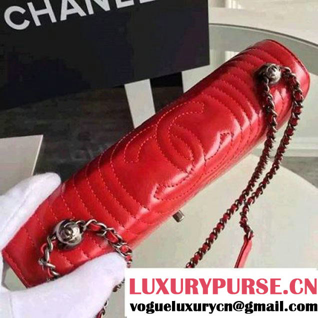 Chanel Geometirc Wax Calfskin Flap Bag Red Spring 2016 (FTH-010414 )