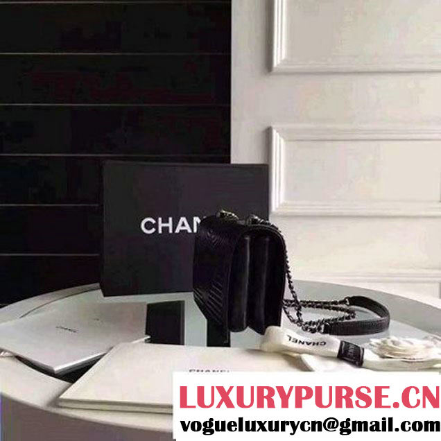 Chanel Geometirc Wax Calfskin Flap Bag Black Spring 2016 (FTH-010415 )