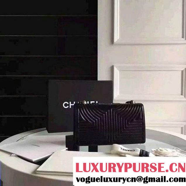 Chanel Geometirc Wax Calfskin Flap Bag Black Spring 2016 (FTH-010415 )