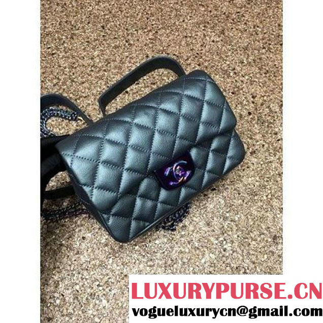 Chanel Small Iridescent Calfskin Flap Bag Adorned With A Waist Chain Green Cruise 2016 (MC-6011102 )