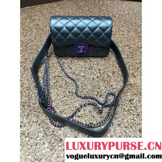 Chanel Small Iridescent Calfskin Flap Bag Adorned With A Waist Chain Green Cruise 2016 (MC-6011102 )