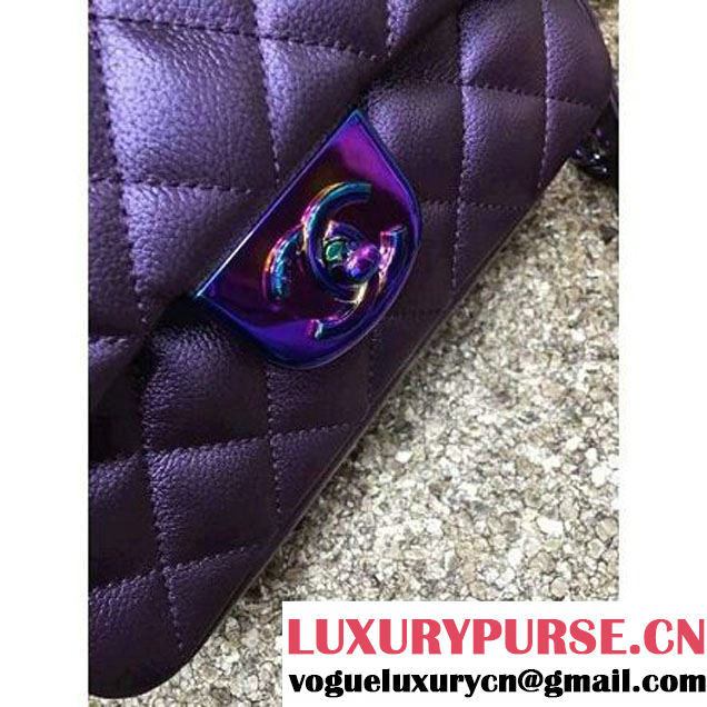 Chanel Small Iridescent Calfskin Flap Bag Adorned With A Waist Chain Purple Cruise 2016 (MC-6011103 )