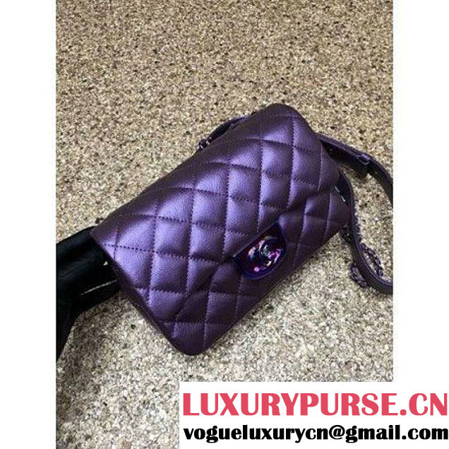 Chanel Small Iridescent Calfskin Flap Bag Adorned With A Waist Chain Purple Cruise 2016 (MC-6011103 )