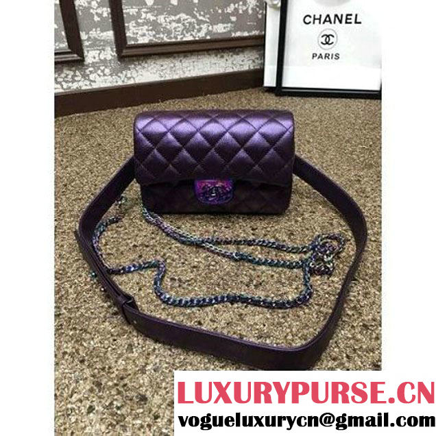 Chanel Small Iridescent Calfskin Flap Bag Adorned With A Waist Chain Purple Cruise 2016 (MC-6011103 )