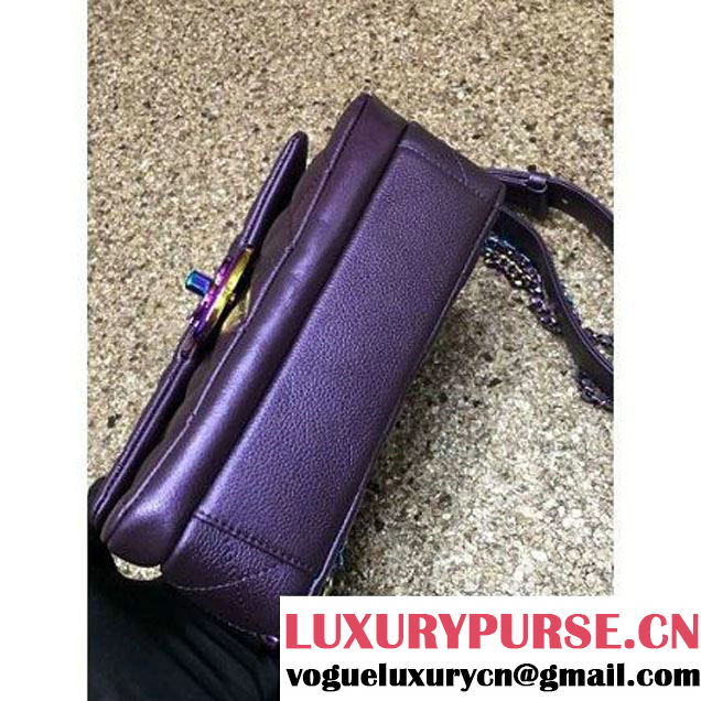 Chanel Small Iridescent Calfskin Flap Bag Adorned With A Waist Chain Purple Cruise 2016 (MC-6011103 )