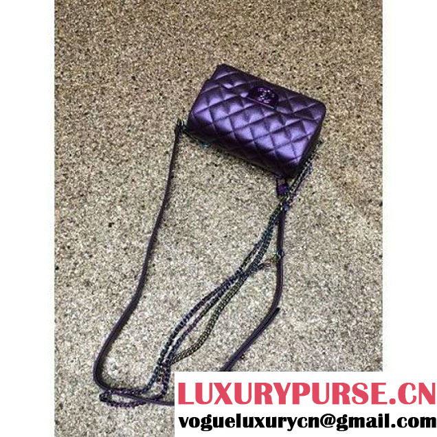 Chanel Small Iridescent Calfskin Flap Bag Adorned With A Waist Chain Purple Cruise 2016 (MC-6011103 )
