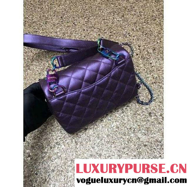 Chanel Small Iridescent Calfskin Flap Bag Adorned With A Waist Chain Purple Cruise 2016 (MC-6011103 )