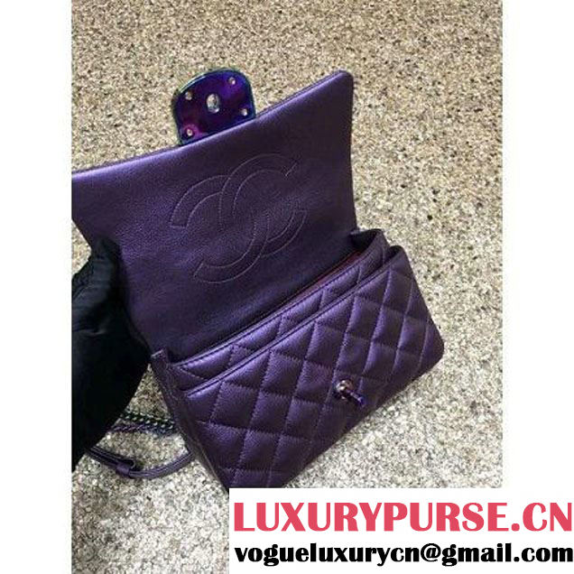 Chanel Small Iridescent Calfskin Flap Bag Adorned With A Waist Chain Purple Cruise 2016 (MC-6011103 )