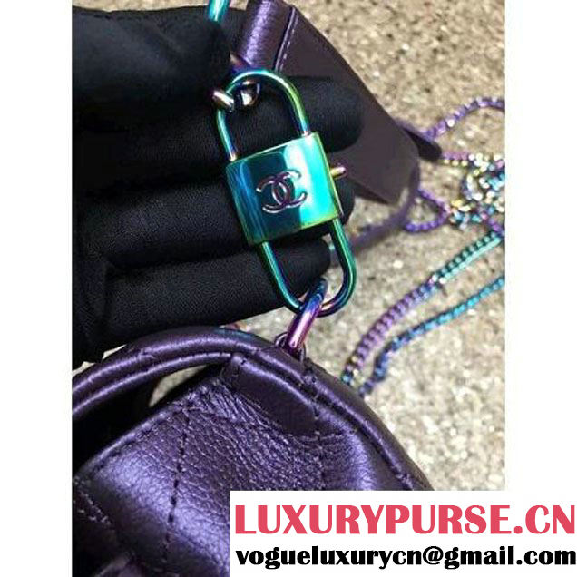 Chanel Small Iridescent Calfskin Flap Bag Adorned With A Waist Chain Purple Cruise 2016 (MC-6011103 )