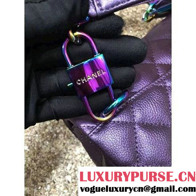 Chanel Small Iridescent Calfskin Flap Bag Adorned With A Waist Chain Purple Cruise 2016 (MC-6011103 )