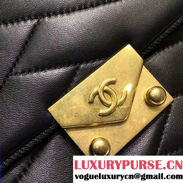 Chanel Small Lambskin Flap Bag Embellished With Fabric Lining Black 2016 (FTH-6011111 )