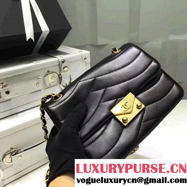 Chanel Small Lambskin Flap Bag Embellished With Fabric Lining Black 2016 (FTH-6011111 )