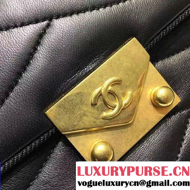 Chanel Lambskin Flap Bag Embellished With Fabric Lining Black 2016 (FTH-6011112 )