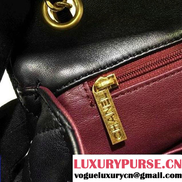 Chanel Lambskin Flap Bag Embellished With Fabric Lining Black 2016 (FTH-6011112 )
