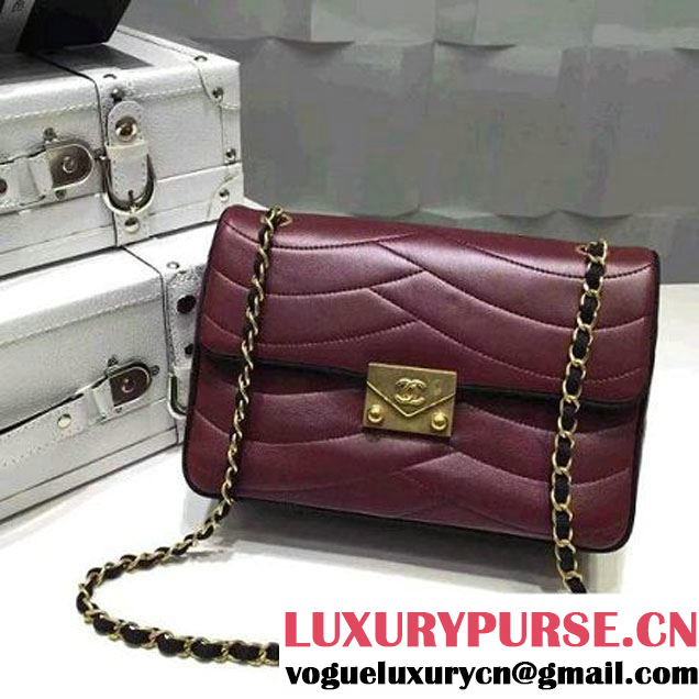 Chanel Lambskin Flap Bag Embellished With Fabric Lining Burgundy 2016 (FTH-6011113 )