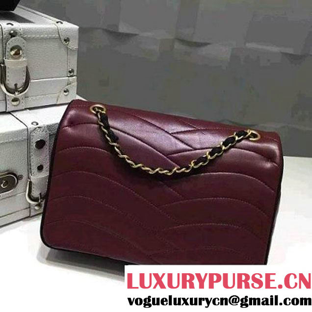 Chanel Lambskin Flap Bag Embellished With Fabric Lining Burgundy 2016 (FTH-6011113 )