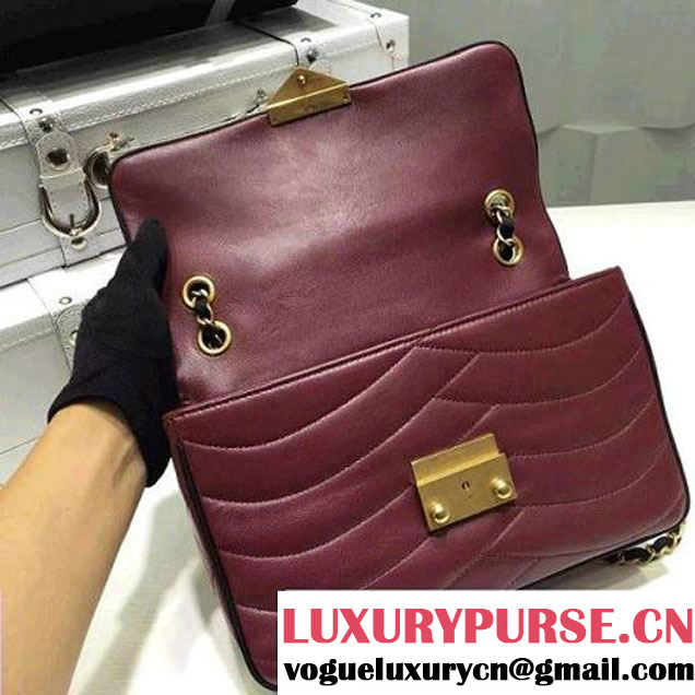 Chanel Lambskin Flap Bag Embellished With Fabric Lining Burgundy 2016 (FTH-6011113 )