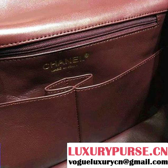 Chanel Lambskin Flap Bag Embellished With Fabric Lining Burgundy 2016 (FTH-6011113 )