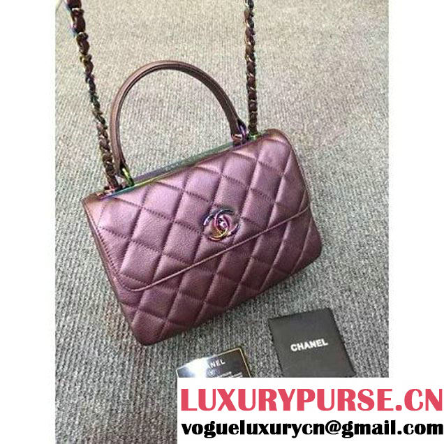 Chanel Purple Calfskin Flap Bag Embellished With Chain Metallic Plate and Iridescent Hardware 2016 (DD-6011336 )