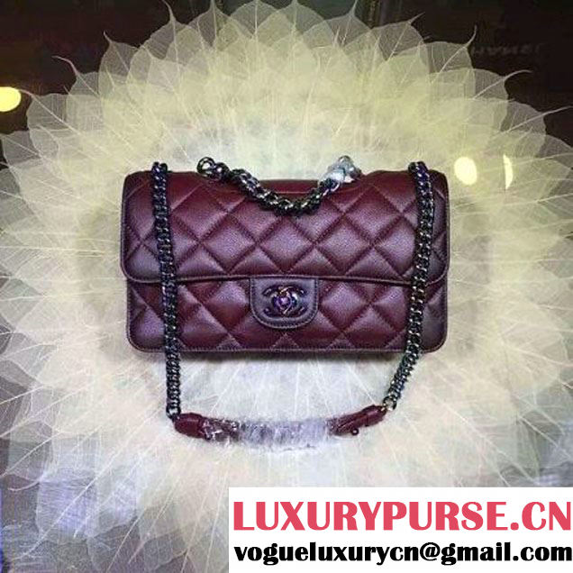 Chanel Calfskin Perfect Edge Flap Bag Burgundy with Iridescent Hardware 2016 (2a020-6011339 )