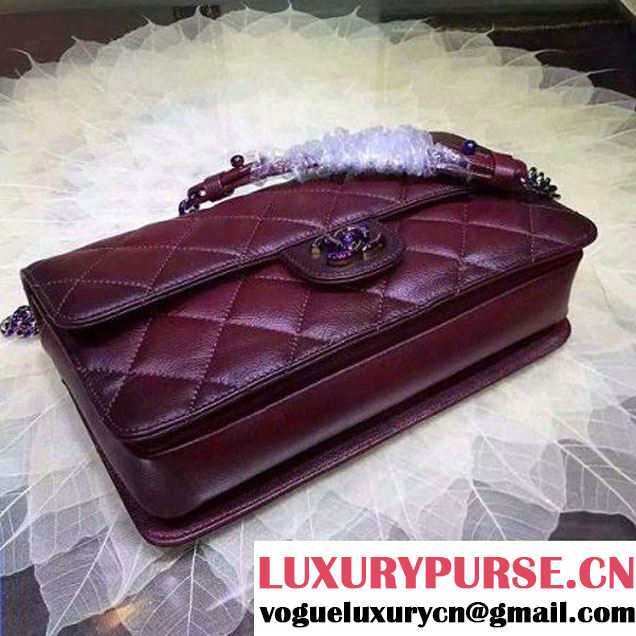 Chanel Calfskin Perfect Edge Flap Bag Burgundy with Iridescent Hardware 2016 (2a020-6011339 )
