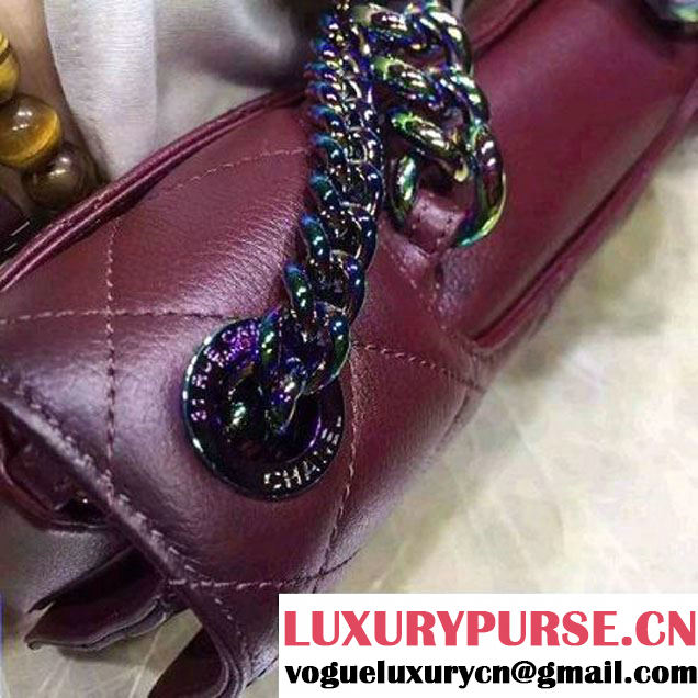 Chanel Calfskin Perfect Edge Flap Bag Burgundy with Iridescent Hardware 2016 (2a020-6011339 )