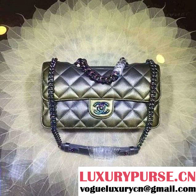 Chanel Calfskin Perfect Edge Flap Bag Silver-Grey with Iridescent Hardware 2016 (2a020-6011340 )