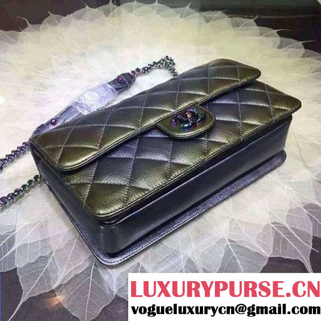 Chanel Calfskin Perfect Edge Flap Bag Silver-Grey with Iridescent Hardware 2016 (2a020-6011340 )