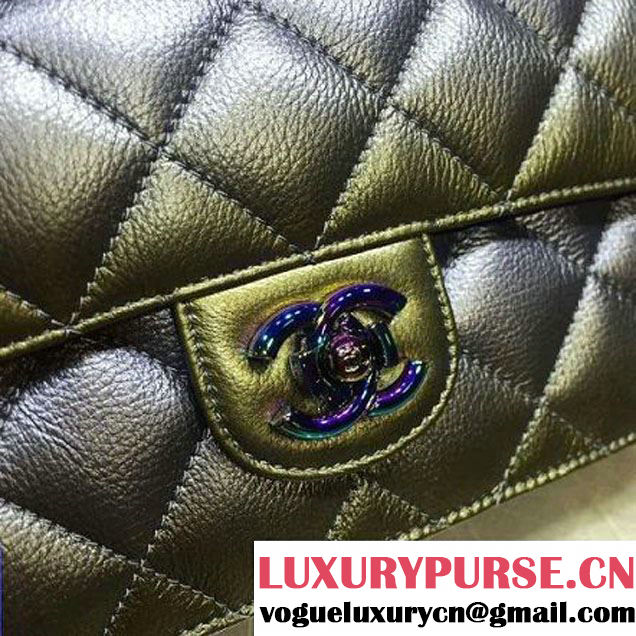 Chanel Calfskin Perfect Edge Flap Bag Silver-Grey with Iridescent Hardware 2016 (2a020-6011340 )