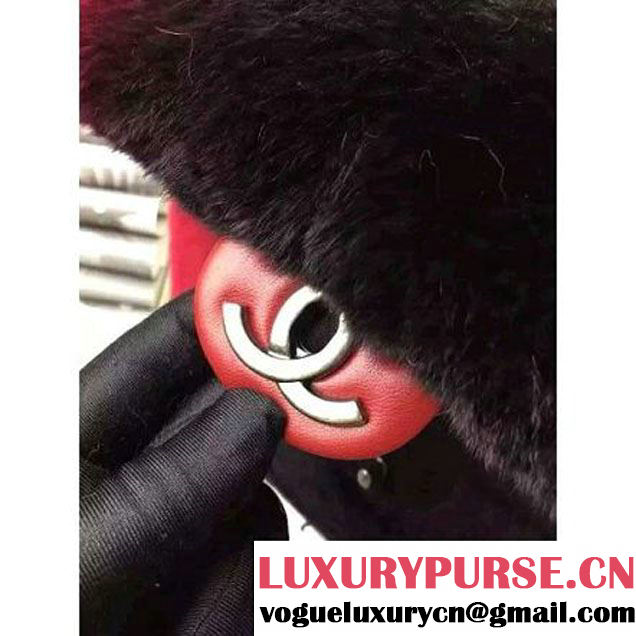 Chanel Orylag Fur And Lambskin Flap Bag in Black/Red Pre F/W 2015 (1a099-6011344 )