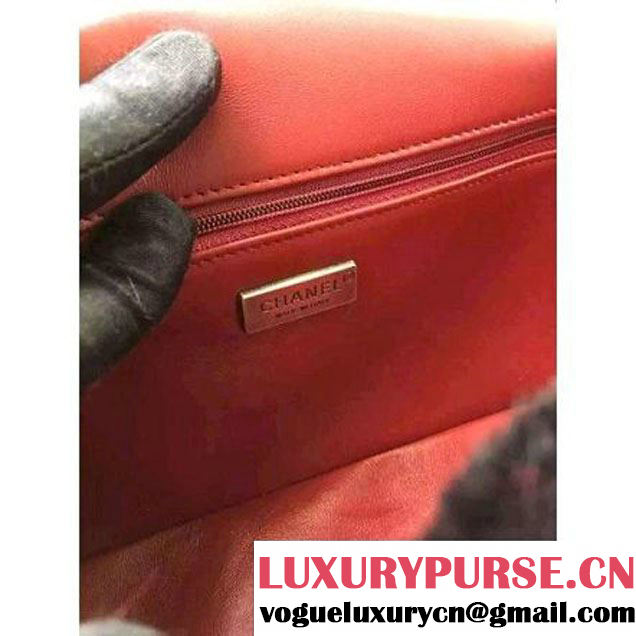 Chanel Orylag Fur And Lambskin Flap Bag in Black/Red Pre F/W 2015 (1a099-6011344 )