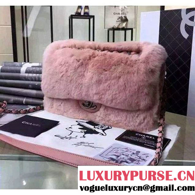 Chanel Orylag Fur And Lambskin Flap Bag in Pink Pre F/W 2015 (1a099-6011345 )